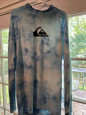 Quiksilver Light Blue Tie-Dye Long Sleeve Rash Guard